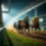 A dynamic horse racing scene capturing the excitement of the race