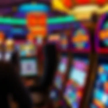 Exciting slot machine display in a casino setting