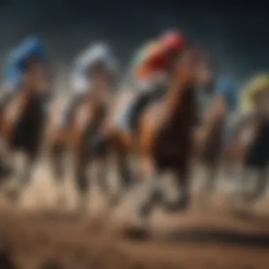 Dynamic online horse racing scene with virtual horses racing