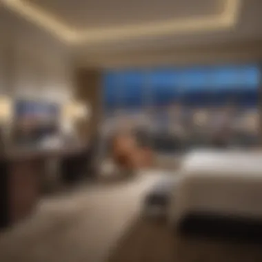 Luxurious hotel room with a panoramic view of the Las Vegas Strip