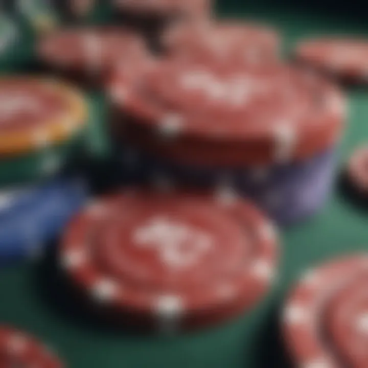 Close-up of high-quality poker chips made from ceramic material