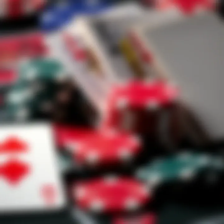 A close-up of blackjack cards and chips