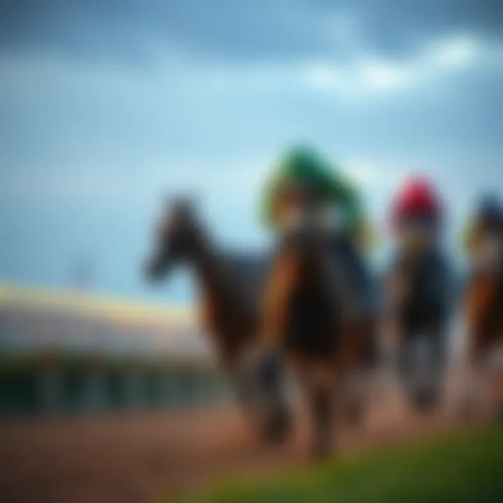 A jockey racing on a horse towards the finish line