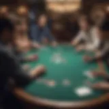 Virtual poker table with players engaged in a game