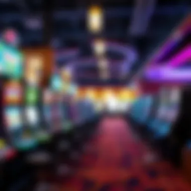 A vibrant gaming floor filled with various slot machines and table games