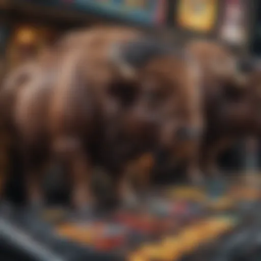 Close-up of a Buffalo Slots machine with vibrant symbols