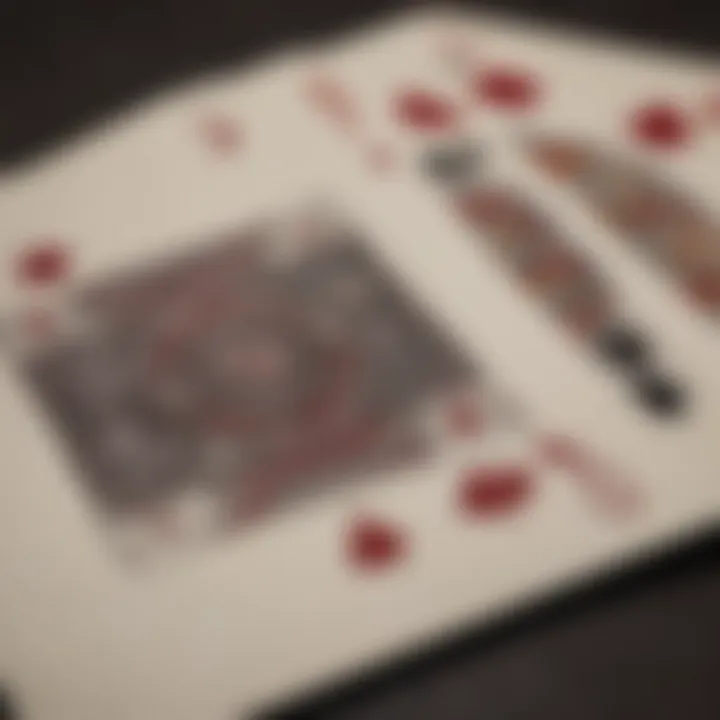 Close-up of rummy cards showing unique features